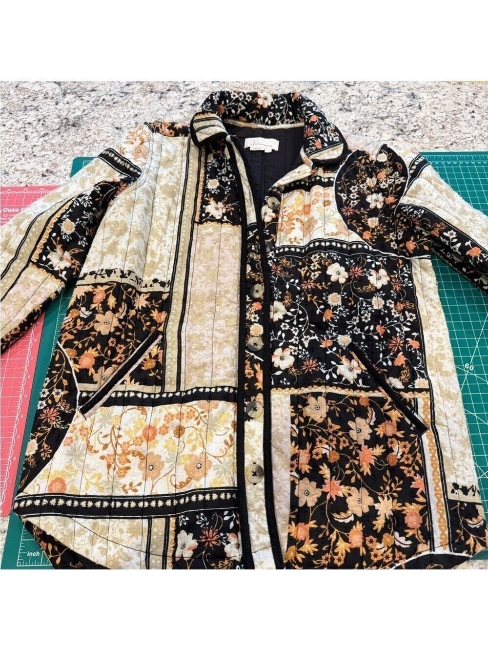 Anthropologie Jacket Patchwork Quilted Jacket Floral Boho Coat Size S - Picture 12 of 14